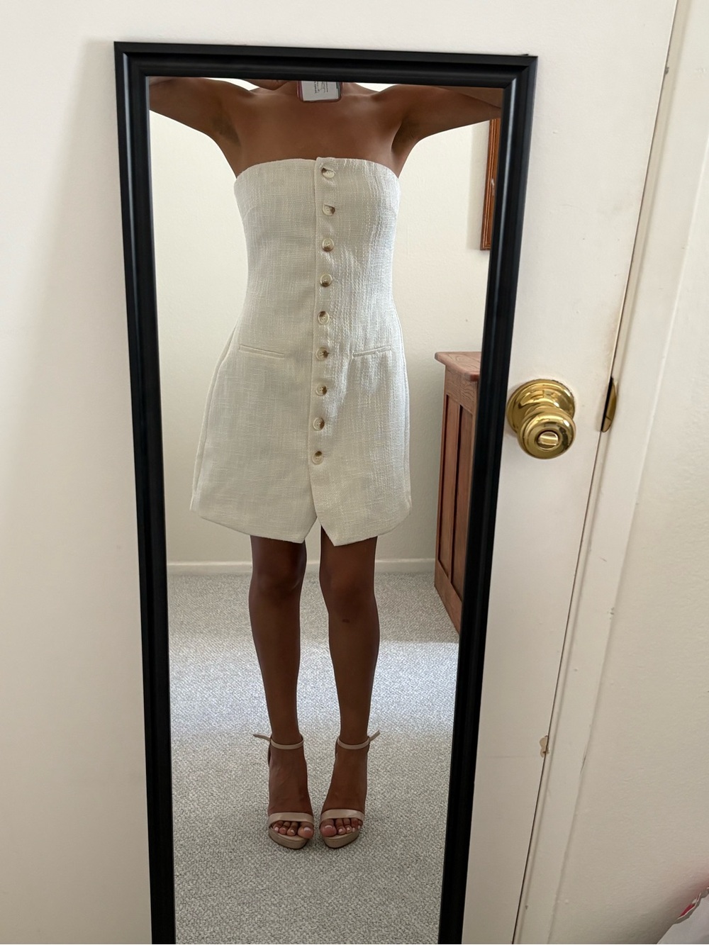 Fashion Nova Ivory Strapless Mini Dress